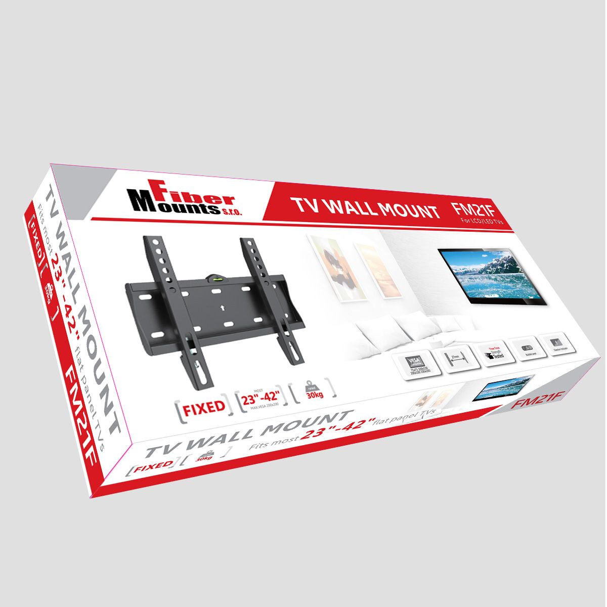 Nástěnný držák pro fixní zavěšení televizorů monitorů a displejů 17-43" Fiber Mounts FM21F