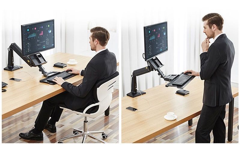 Kancelářský stolní držák na monitor a klávesnici s vynikající ergonomií pro pohodlnou práci NB NB35