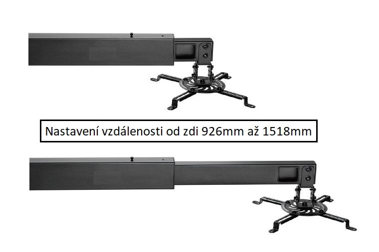 Délkově nastavitelný nástěnný držák na projektory, otočný a sklopný Fiber Mounts M9C45